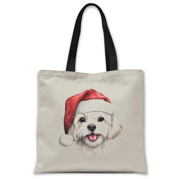 Christmas-maltese-shih-tzu-dog-tote-bag