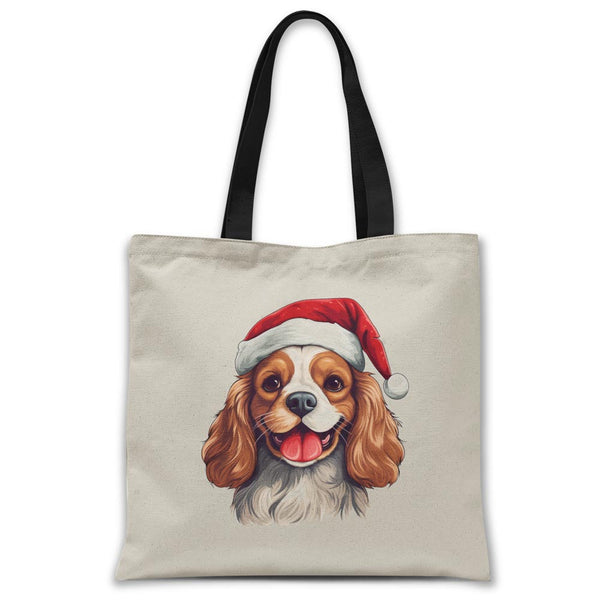 Christmas-cavalier-dog-tote-bag