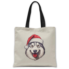 Christmas-husky-dog-tote-bag