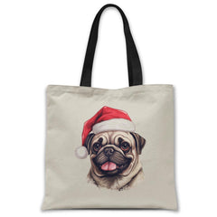 Christmas-pug-dog-tote-bag