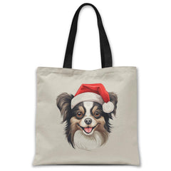 Christmas-papillon-dog-tote-bag