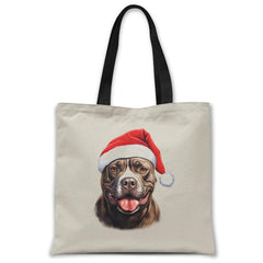 Christmas-staffy-dog-tote-bag